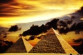 Fantasy scene of giza pyramids Royalty Free Stock Photo