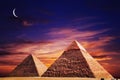 Fantasy scene of giza pyramids Royalty Free Stock Photo