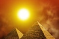 Fantasy scene of giza pyramids Royalty Free Stock Photo