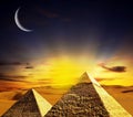 Fantasy scene of giza pyramids Royalty Free Stock Photo