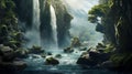 Fantasy Scenery Wallpaper: Stunning Waterfall In Day