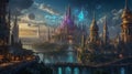Fantasy Sci-Fi Castle with Floating Orbs