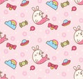 Fantasy seamless background in kawaii style vector