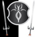 Fantasy shield and swords Royalty Free Stock Photo