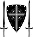 Fantasy shield and swords of european warriors Royalty Free Stock Photo