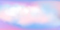 Fantasy Sky Background with Cute Pastel Colours in Realistic Style. Pink Blue Clouds. Baby Unicorn Wallpaper. Vector Illustration