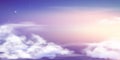 Fantasy sky. Beautiful fairy skies, fantastic dream clouds and fabulous cloudy sky pastel colors vector background