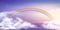 Fantasy sky rainbow. Fairy skies rainbows colors, magic landscape and dream sky vector background illustration Royalty Free Stock Photo