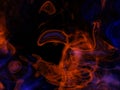 Fantasy smoke swirls in orange violet blue on black background Royalty Free Stock Photo