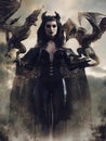 Fantasy sorceress with dragons Royalty Free Stock Photo