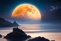 fantasy space with moon cinematic light