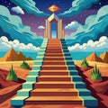 Fantasy Stairway In Clouds Royalty Free Stock Photo