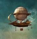 Fantasy steampunk airship Royalty Free Stock Photo