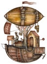 Fantasy steampunk airship Royalty Free Stock Photo