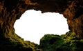 fantasy stone cave entrance opening. transparent PNG file. Hollow cavity grotto tunnel.