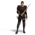 Fantasy Style Fighter with Sword. With Clipping Pa Royalty Free Stock Photo
