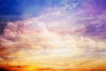 Fantasy sunset sky with amazing clouds and sun light. Royalty Free Stock Photo