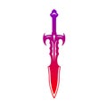 Fantasy sword icon. Medieval sword and futuristic weapon for game interface. Cartoon fantasy metal longsword. Vector Royalty Free Stock Photo
