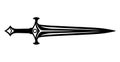 Fantasy sword icon. Medieval sword and futuristic weapon for game interface. Cartoon fantasy metal longsword. Vector Royalty Free Stock Photo