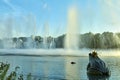 Fantasy themed amusement park Efteling. Unusual fountains with fire