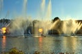 Fantasy themed amusement park Efteling. Unusual fountains with fire Royalty Free Stock Photo