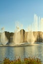 Fantasy themed amusement park Efteling. Unusual fountains with fire