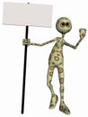 Fantasy Toon Figure with Sign Royalty Free Stock Photo