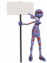 Fantasy Toon Figure with Sign Royalty Free Stock Photo