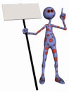 Fantasy Toon Figure with Sign Royalty Free Stock Photo