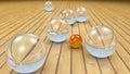 Fantasy transparent and colored realistic glass balls.