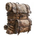 Fantasy traveler backpack with bedroll, AI Generative Royalty Free Stock Photo
