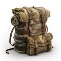 Fantasy traveler backpack with bedroll, AI Generative Royalty Free Stock Photo