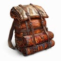 Fantasy traveler backpack with bedroll, AI Generative Royalty Free Stock Photo