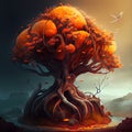 Generative AI: old fantasy tree Royalty Free Stock Photo