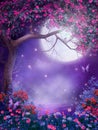 Fantasy tree with flowers Royalty Free Stock Photo