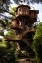 Fantasy tree house. Fairytale fantasy landscape, tree house Royalty Free Stock Photo