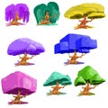 Fantasy trees set on white background.