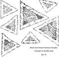 fantasy triangles in hand-drawing style. Patterns and dots. set of triangles. Eps 10