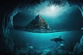 Fantasy underwater seascape with lost city. Generative AI Royalty Free Stock Photo