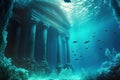 Fantasy underwater seascape with lost city. Generative AI