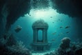 Fantasy underwater seascape with lost city. Generative AI