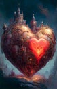 Fantasy Valentine Heart illustration created with Generative AI