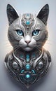 Fantasy vector image of a cat in ethnic patterns, backgrounds for smartphones, basis for printing and design