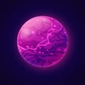 Fantasy violet planet with energy plasma liquid