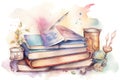 Fantasy watercolor magical colorful book illustration