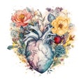 Fantasy watercolor magical heart illustration