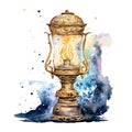 Fantasy watercolor magical wizard lamp illustration