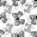 Fantasy wedding seamless background with butterfly on the white