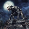 Werewolf standing on a cliff