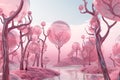 Fantasy whimsical pink abstract design background